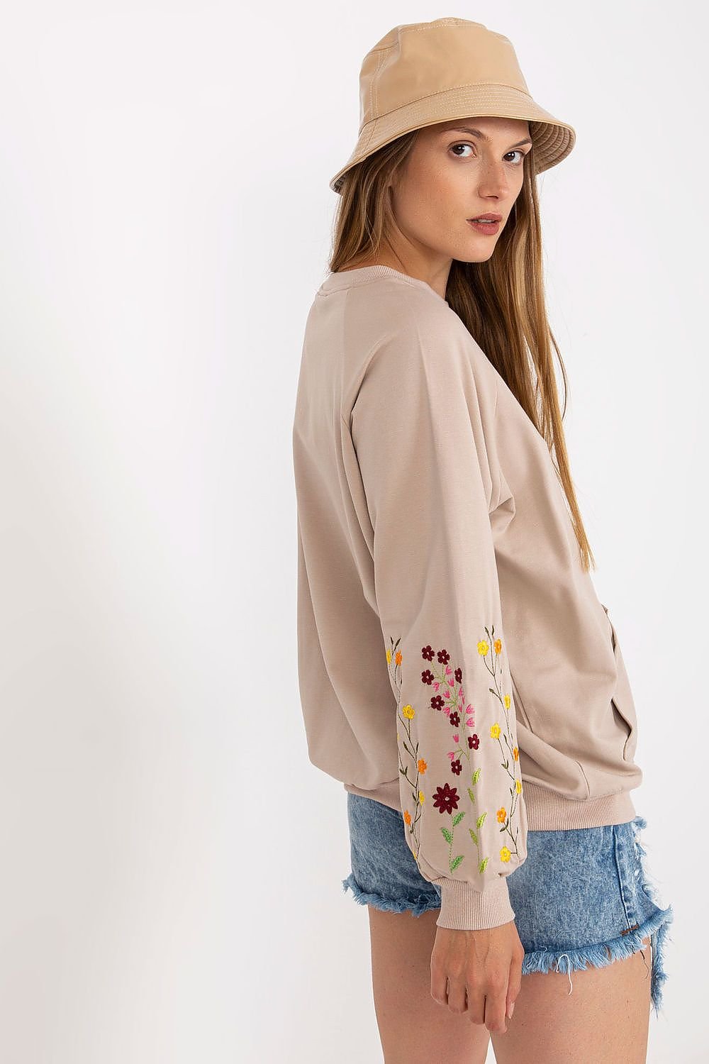 Genser Rue Paris til dame fra MS StyleHaven, laget av Bomull, farge beige, størrelse L/XL, med sleeveless; 3-4 ermer, perfekt til casual; dress