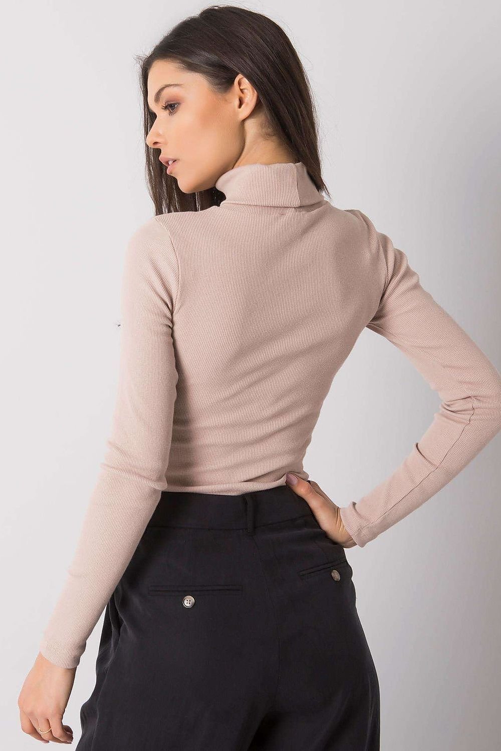 Turtleneck Rue Paris til dame fra MS StyleHaven, laget av Bomull, farge Brun, størrelse L/XL, med sleeveless; 3-4 ermer, perfekt til casual; dress