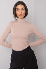 Turtleneck Rue Paris til dame fra MS StyleHaven, laget av Bomull, farge Brun, størrelse L/XL, med sleeveless; 3-4 ermer, perfekt til casual; dress