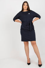 Lakerta Plus size Pencil Dress - 3/4 ermer til dame fra MS StyleHaven, laget av Ull; polyester, farge Grå, størrelse 42, med 45720 ermer, perfekt til casual; dress