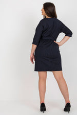 Lakerta Plus size Pencil Dress - 3/4 ermer til dame fra MS StyleHaven, laget av Ull; polyester, farge Grå, størrelse 44, med 45720 ermer, perfekt til casual; dress