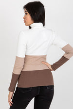 Turtleneck Rue Paris til dame fra MS StyleHaven, laget av Bomull; Elastan-1, farge Brun, størrelse L/XL, med sleeveless; 3-4 ermer, perfekt til casual; dress