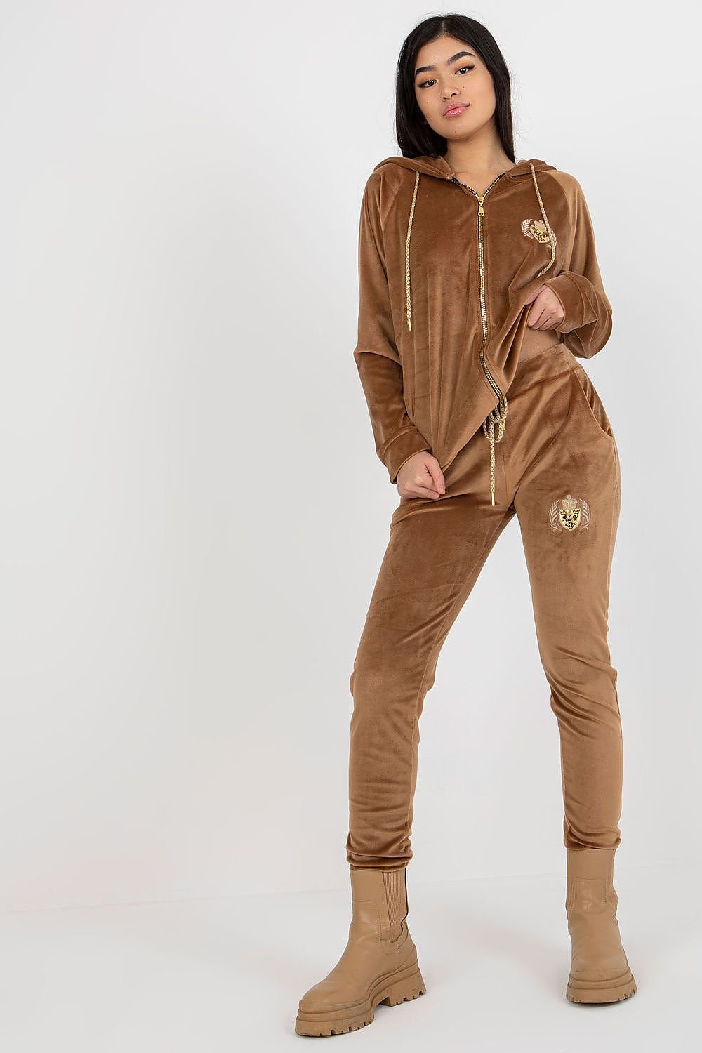 Sett - Relevance til dame fra MS StyleHaven, laget av Viskose; Elastan-1, farge Brun, størrelse S/M, med 45720 ermer, perfekt til casual; dress