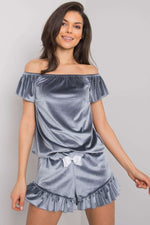 Pyjamas Rue Paris til dame fra MS StyleHaven, laget av Viskose, farge Marineblå, størrelse S/M, med long ermer, perfekt til casual; dress