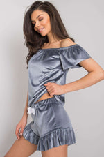 Pyjamas Rue Paris til dame fra MS StyleHaven, laget av Viskose, farge beige, størrelse S/M, med long ermer, perfekt til casual; dress
