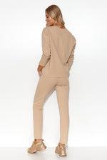 Sett Makadamia til dame fra MS StyleHaven, laget av Bomull, farge beige 2, størrelse 36/38, med long ermer, perfekt til casual; dress