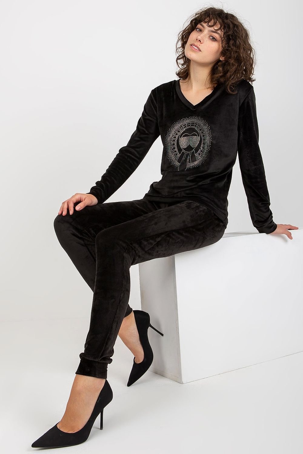 Sett - Relevance til dame fra MS StyleHaven, laget av Viskose; Elastan-1, farge Blå 2, størrelse S/M, med short ermer, perfekt til casual; dress