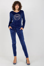Sett - Relevance til dame fra MS StyleHaven, laget av Viskose; Elastan-1, farge Blå 2, størrelse S/M, med short ermer, perfekt til casual; dress