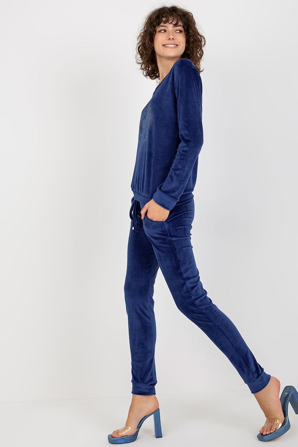 Sett - Relevance til dame fra MS StyleHaven, laget av Viskose; Elastan-1, farge Blå 2, størrelse S/M, med short ermer, perfekt til casual; dress
