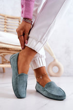 Mocassin Step in Style til dame fra MS StyleHaven, laget av polyester, med detaljer i suede; leather, farge Grønn, størrelse 36, med long ermer, hælhøyde flat; low, skostørrelse 36; 37; 38; 39; 40; 41; 42, perfekt til casual