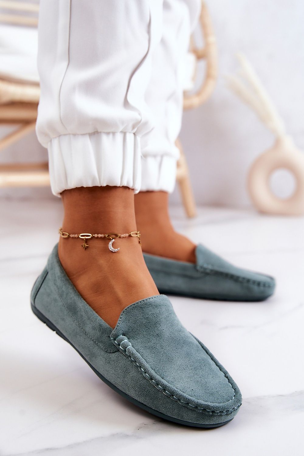 Mocassin Step in Style til dame fra MS StyleHaven, laget av polyester, farge Grønn, størrelse 37, med long ermer, perfekt til casual