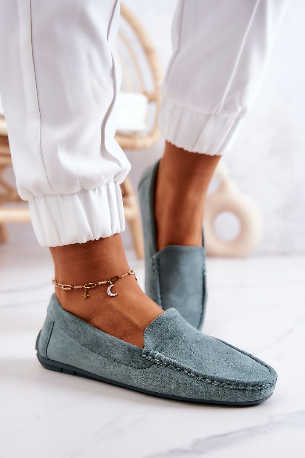 Mocassin Step in Style til dame fra MS StyleHaven, laget av polyester, farge Grønn, størrelse 38, med long ermer, perfekt til casual