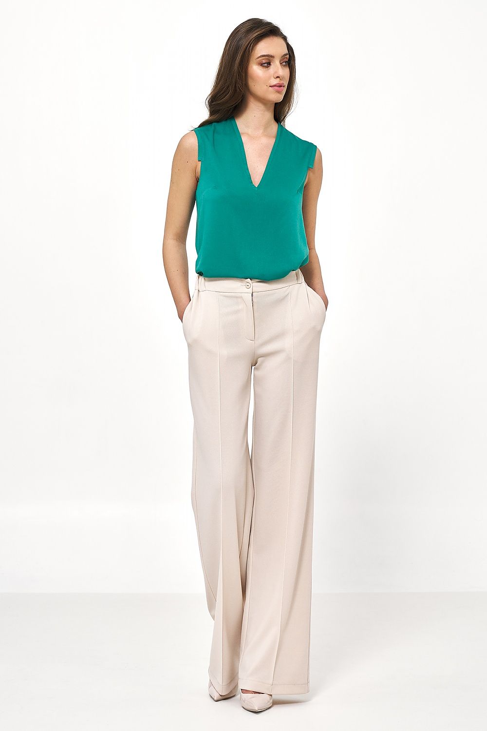 Bluse Nife til dame fra MS StyleHaven, laget av Viskose, farge Grønn, størrelse 38, med 45720 ermer, perfekt til casual; dress