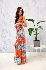 Floral Elegance – Roco Fashion Chiffon Maxikjole fra MS StyleHaven, størrelse 40, med sleeveless, bukselengde long, kjolelengde maxi, kjolestil sheath