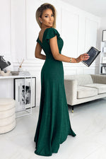 Crystal Maxi Dress fra Numoco – elegant omslagskjole med høy spalte til dame fra MS StyleHaven, laget av polyester, farge Rød, størrelse L, med sleeveless; short ermer, perfekt til casual; dress