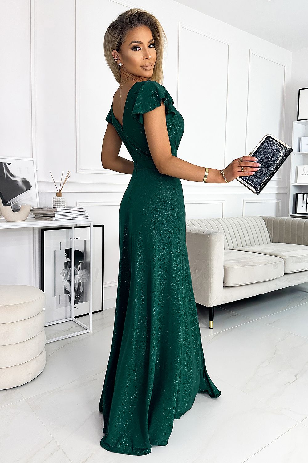 Crystal Maxi Dress fra Numoco – elegant omslagskjole med høy spalte til dame fra MS StyleHaven, laget av polyester, farge Rød, størrelse L, med sleeveless; short ermer, perfekt til casual; dress