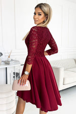 Nicolle asymmetrisk blondekjole – elegant og flytende kjole for spesielle anledninger til dame fra MS StyleHaven, laget av Viskose; polyester, farge Grønn 2, størrelse XL, med 3-4; long ermer, perfekt til casual; dress