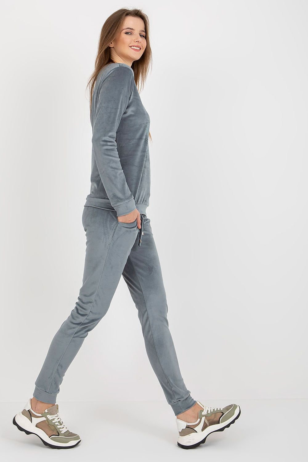 Sett - Relevance til dame fra MS StyleHaven, laget av Viskose; Elastan-1, farge Blå 2, størrelse S/M, med short ermer, perfekt til casual; dress