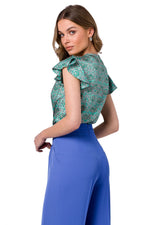 Bluse Stylove til dame fra MS StyleHaven, laget av polyester, farge Grønn, størrelse s, med short; sleeveless ermer, perfekt til dress