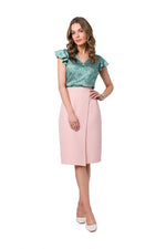 Skjørt Stylove til dame fra MS StyleHaven, laget av polyester; Elastan, farge Rosa, størrelse M, med sleeveless ermer, perfekt til dress
