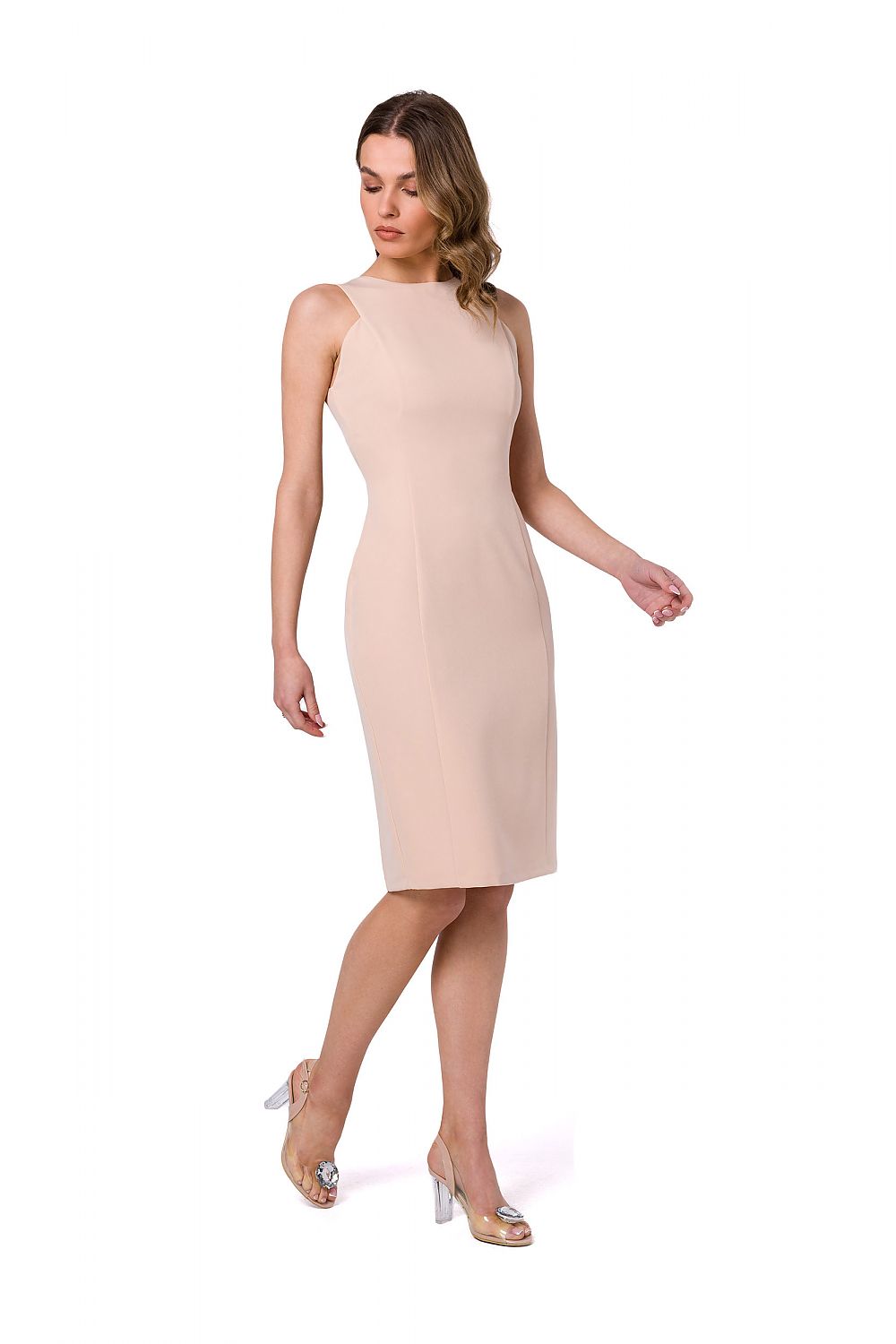 Dagkjole Stylove til dame fra MS StyleHaven, laget av polyester; Elastan-1, farge Blå, størrelse XL, med sleeveless ermer, perfekt til dress