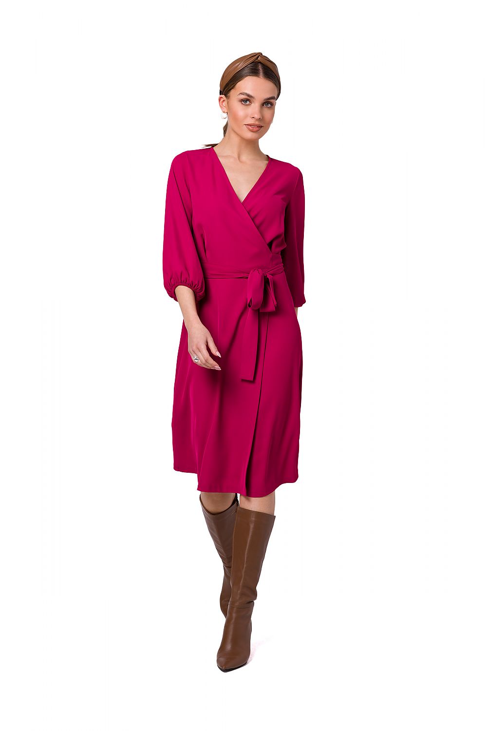 Dagkjole Stylove til dame fra MS StyleHaven, laget av polyester; Elastan-1, farge Fiolett, størrelse s, med lang ermer, midi lengde, kjolestil a-line; sheath, perfekt til dress
