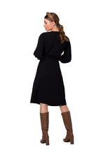 Dagkjole Stylove til dame fra MS StyleHaven, laget av polyester; Elastan-1, farge Blå, størrelse s, med lang ermer, perfekt til dress
