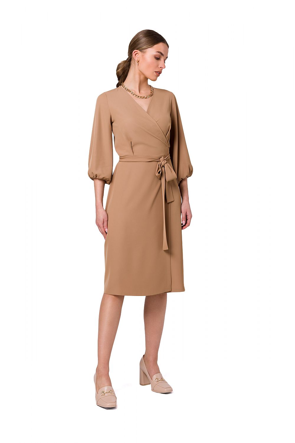 Dagkjole Stylove til dame fra MS StyleHaven, laget av polyester; Elastan-1, farge Blå, størrelse M, med lang ermer, perfekt til dress