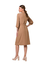 Dagkjole Stylove til dame fra MS StyleHaven, laget av polyester; Elastan-1, farge Blå, størrelse L, med lang ermer, perfekt til dress