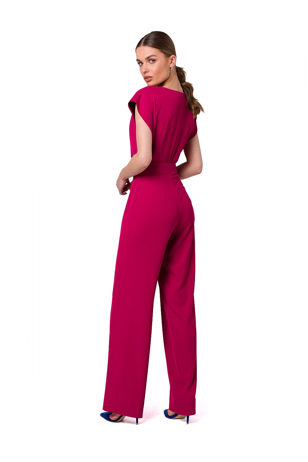 Jumbsuit Stylove til dame fra MS StyleHaven, laget av polyester; Elastan-1, farge Fiolett, størrelse M, med short; cap ermer, perfekt til dress