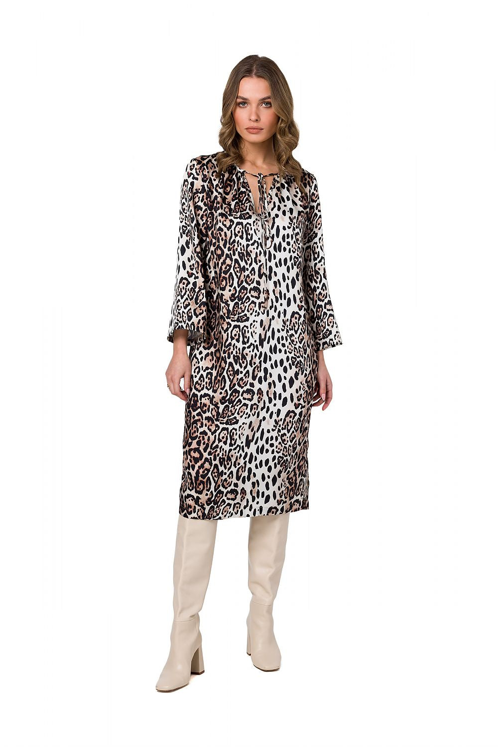 Dagkjole Stylove til dame fra MS StyleHaven, laget av polyester; Elastan-1, farge Brun, størrelse M, med lang ermer, perfekt til dress