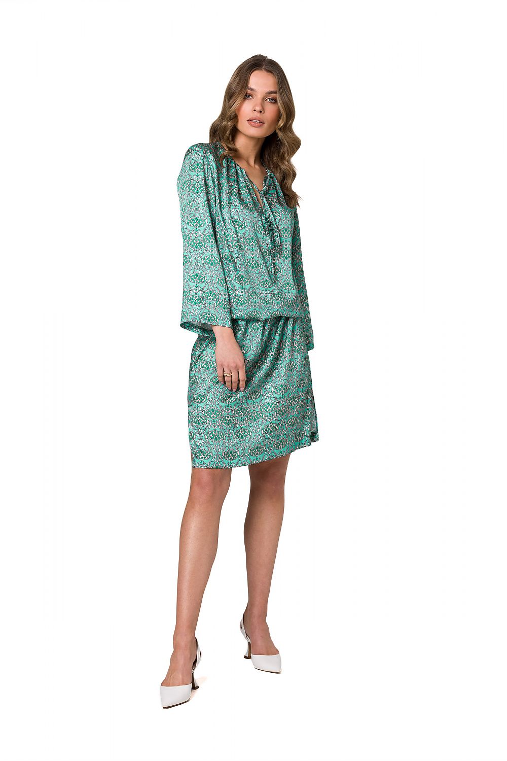 Dagkjole Stylove til dame fra MS StyleHaven, laget av polyester; Elastan-1, farge Brun, størrelse XL, med lang ermer, perfekt til dress