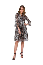 Dagkjole Stylove til dame fra MS StyleHaven, laget av polyester; Elastan-1, farge Brun, størrelse M, med lang ermer, perfekt til dress