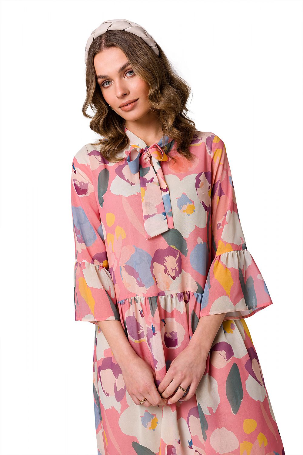 Dagkjole Stylove til dame fra MS StyleHaven, laget av polyester; Elastan-1, farge Brun, størrelse XL, med lang ermer, perfekt til dress
