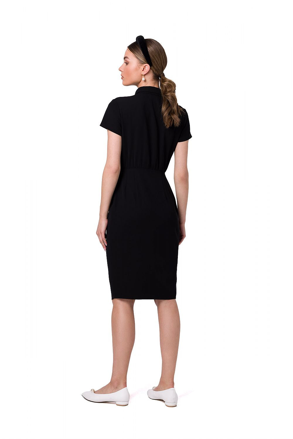 Dagkjole Stylove til dame fra MS StyleHaven, laget av polyester; Elastan-1, farge Blå, størrelse s, med short ermer, perfekt til dress