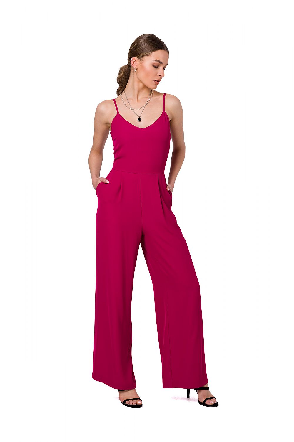 Jumbsuit Stylove til dame fra MS StyleHaven, laget av polyester; Elastan-1, farge Fiolett, størrelse s, med sleeveless ermer, perfekt til dress