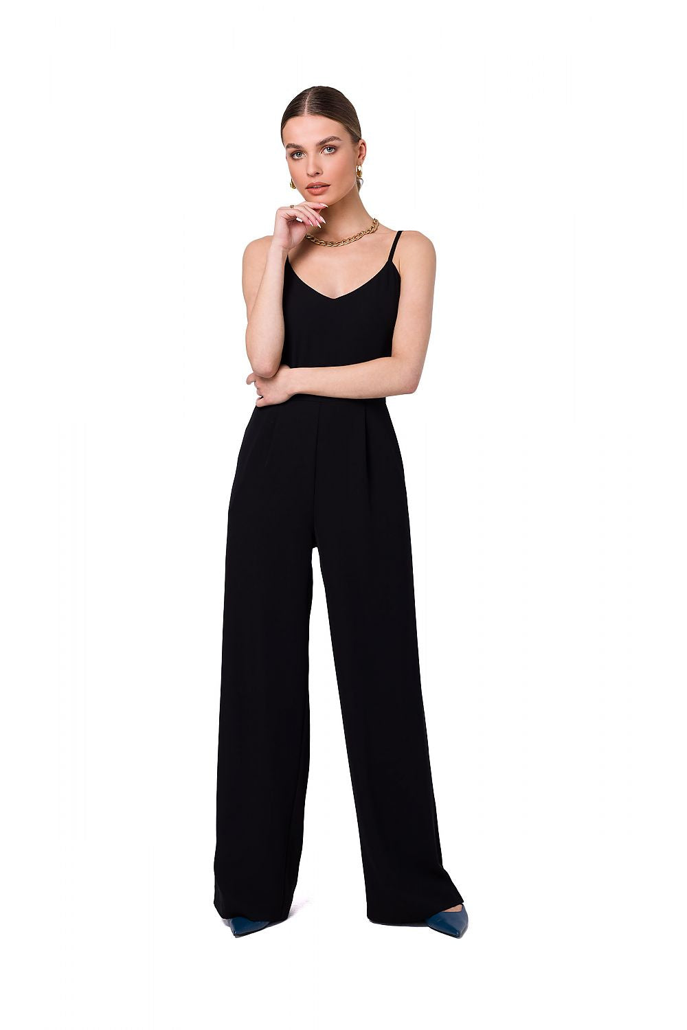 Jumbsuit Stylove til dame fra MS StyleHaven, laget av polyester; Elastan-1, farge Svart, størrelse s, med sleeveless ermer, perfekt til dress