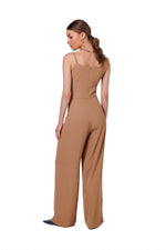 Jumbsuit Stylove til dame fra MS StyleHaven, laget av polyester; Elastan-1, farge beige, størrelse M, med sleeveless ermer, perfekt til dress
