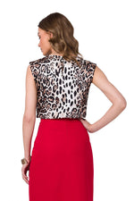 Bluse Stylove til dame fra MS StyleHaven, laget av polyester, farge Brun, størrelse L, med sleeveless ermer, perfekt til dress
