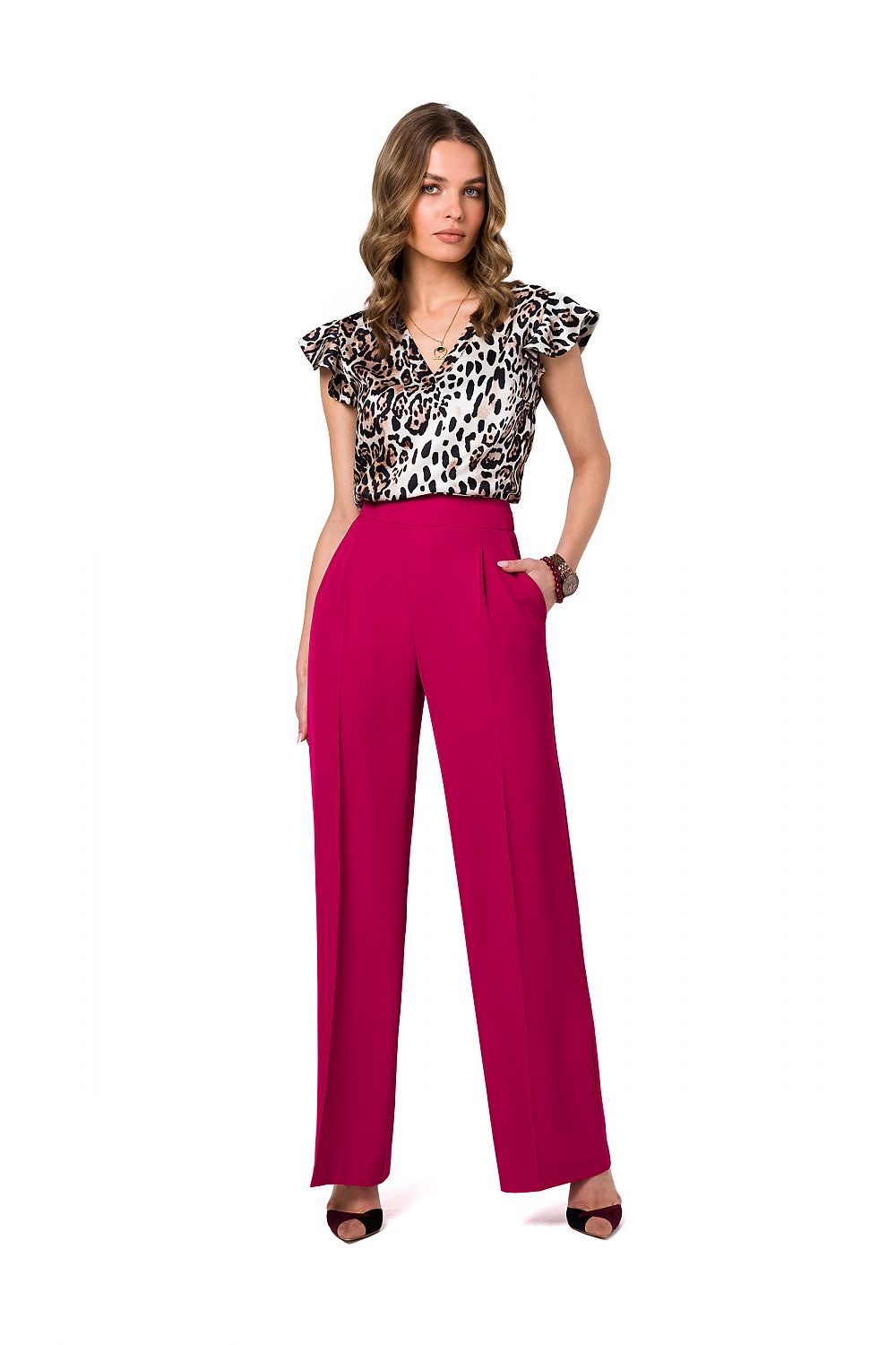 Damebukser Stylove til dame fra MS StyleHaven, laget av polyester, farge Fiolett, størrelse s, med long ermer, bukselengde long, perfekt til dress
