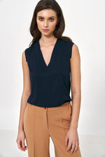 Bluse Nife til dame fra MS StyleHaven, laget av Viskose, farge Marineblå, størrelse 36, med 45720 ermer, perfekt til casual; dress