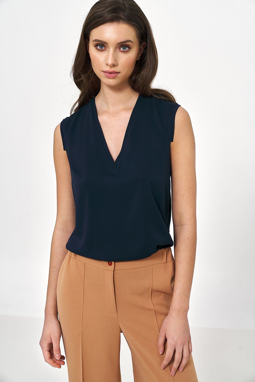 Bluse Nife til dame fra MS StyleHaven, laget av Viskose, farge Marineblå, størrelse 36, med 45720 ermer, perfekt til casual; dress