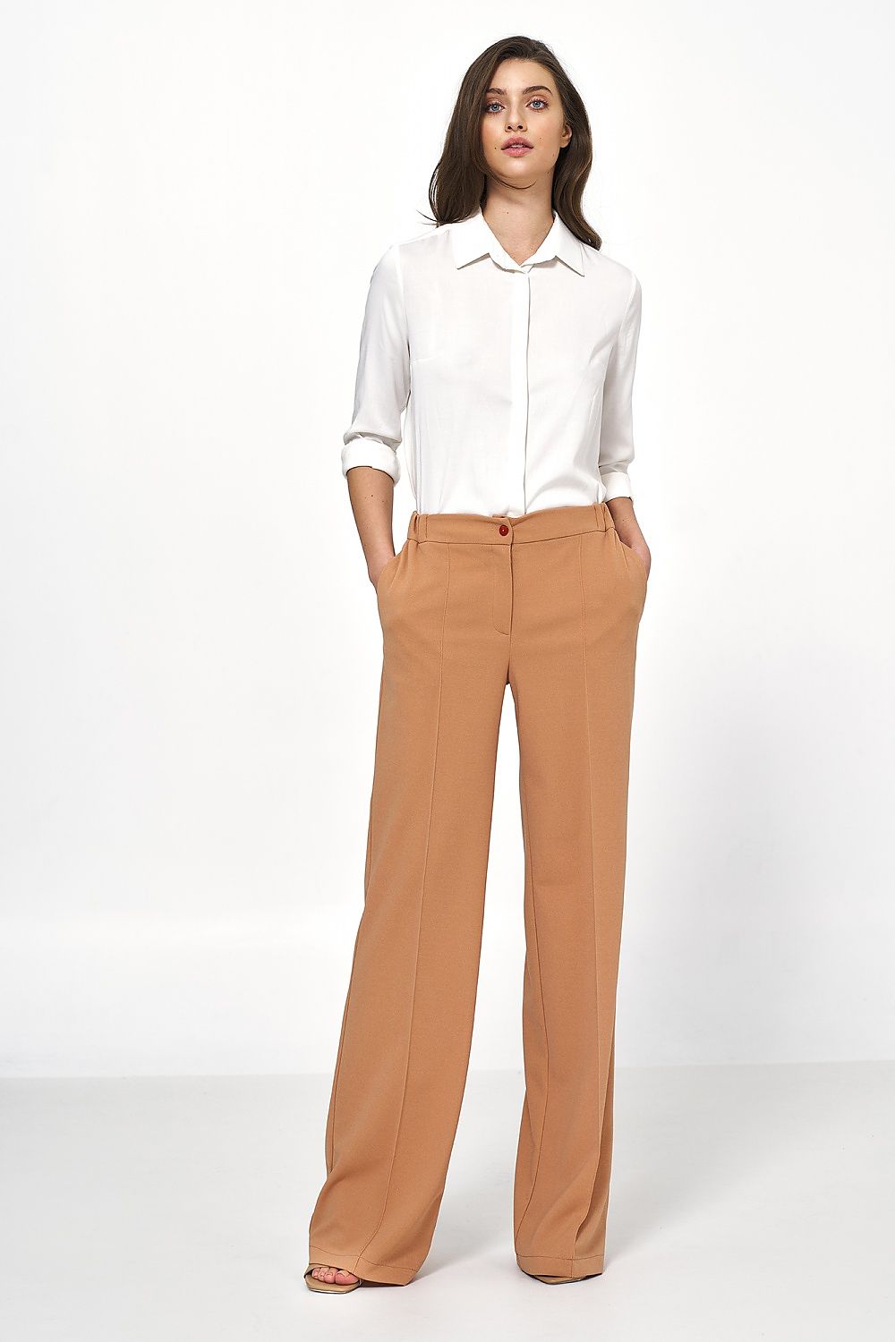 Damebukser Nife til dame fra MS StyleHaven, laget av polyester, farge Brun, størrelse 36, med long ermer, perfekt til casual; dress