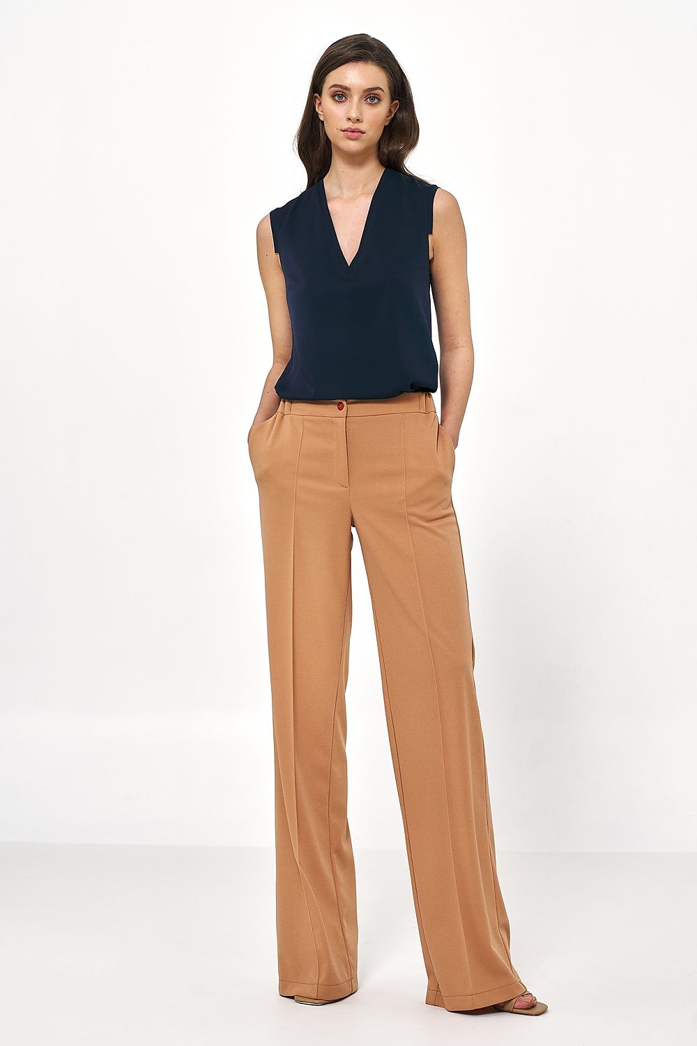 Damebukser Nife til dame fra MS StyleHaven, laget av polyester, farge Brun, størrelse 38, med long ermer, perfekt til casual; dress