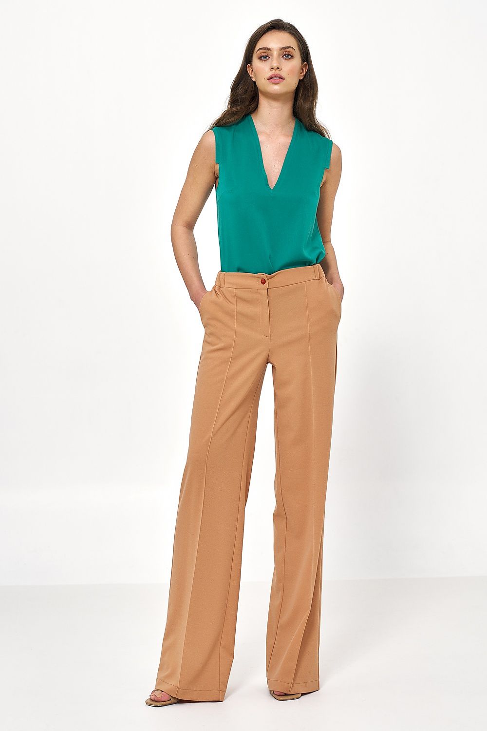 Damebukser Nife til dame fra MS StyleHaven, laget av polyester, farge Brun, størrelse 42, med long ermer, perfekt til casual; dress
