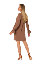 Dagkjole Moe til dame fra MS StyleHaven, laget av polyester, farge Brun, størrelse M, med long ermer, perfekt til dress