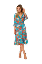 Sommerkjole - Moe til dame fra MS StyleHaven, laget av polyester, farge Flerfarget, størrelse s, med 45720 ermer, midi lengde, kjolestil a-line, perfekt til dress