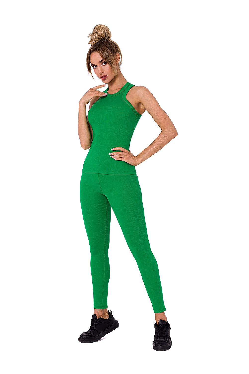 Bokserskjorte - Moe til dame fra MS StyleHaven, laget av Bomull, farge Grønn, størrelse M, med sleeveless ermer, perfekt til dress