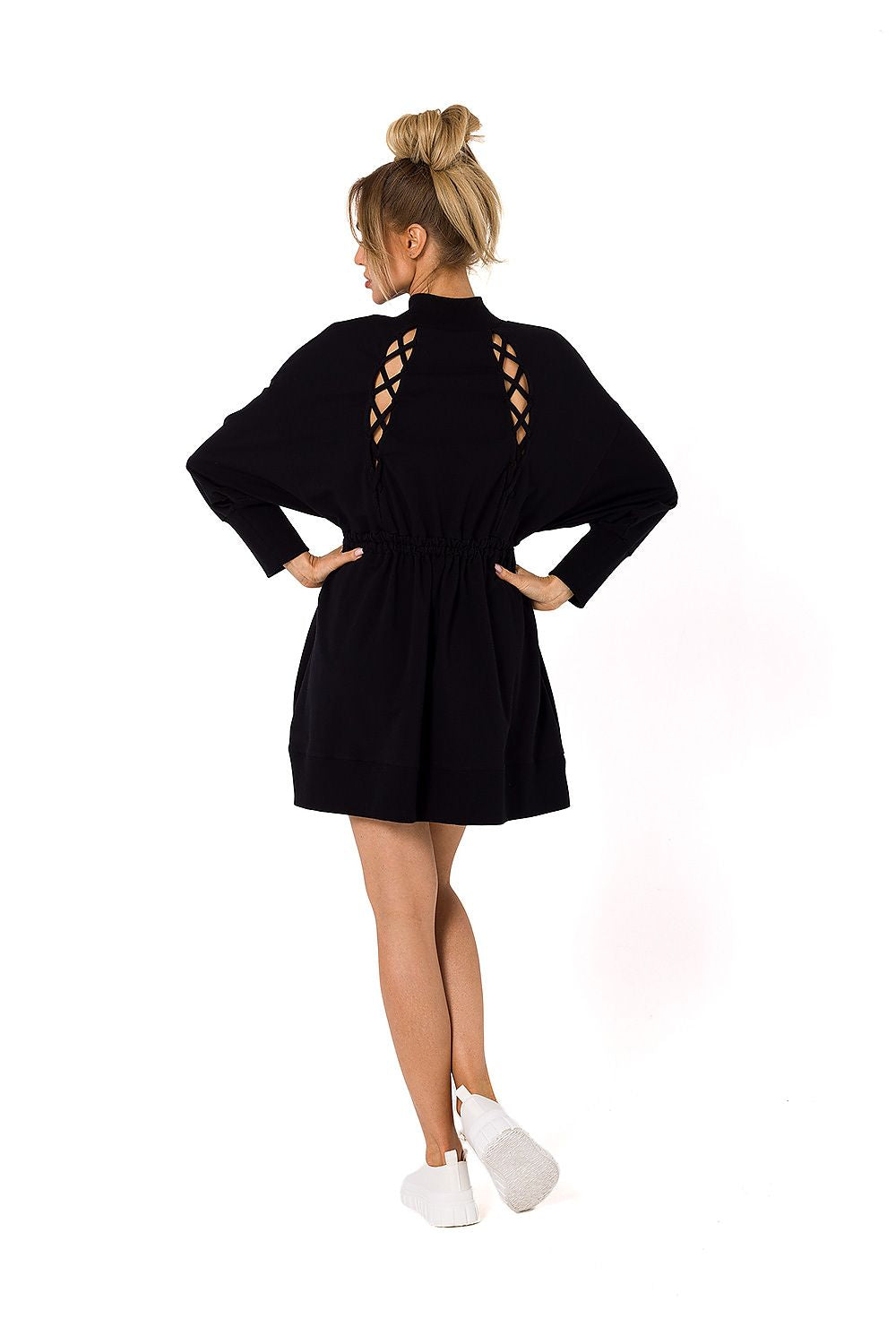 Sweatshirt-kjole / Dagkjole - Moe til dame fra MS StyleHaven, laget av Bomull, farge Svart, størrelse S/M, med long ermer, perfekt til dress