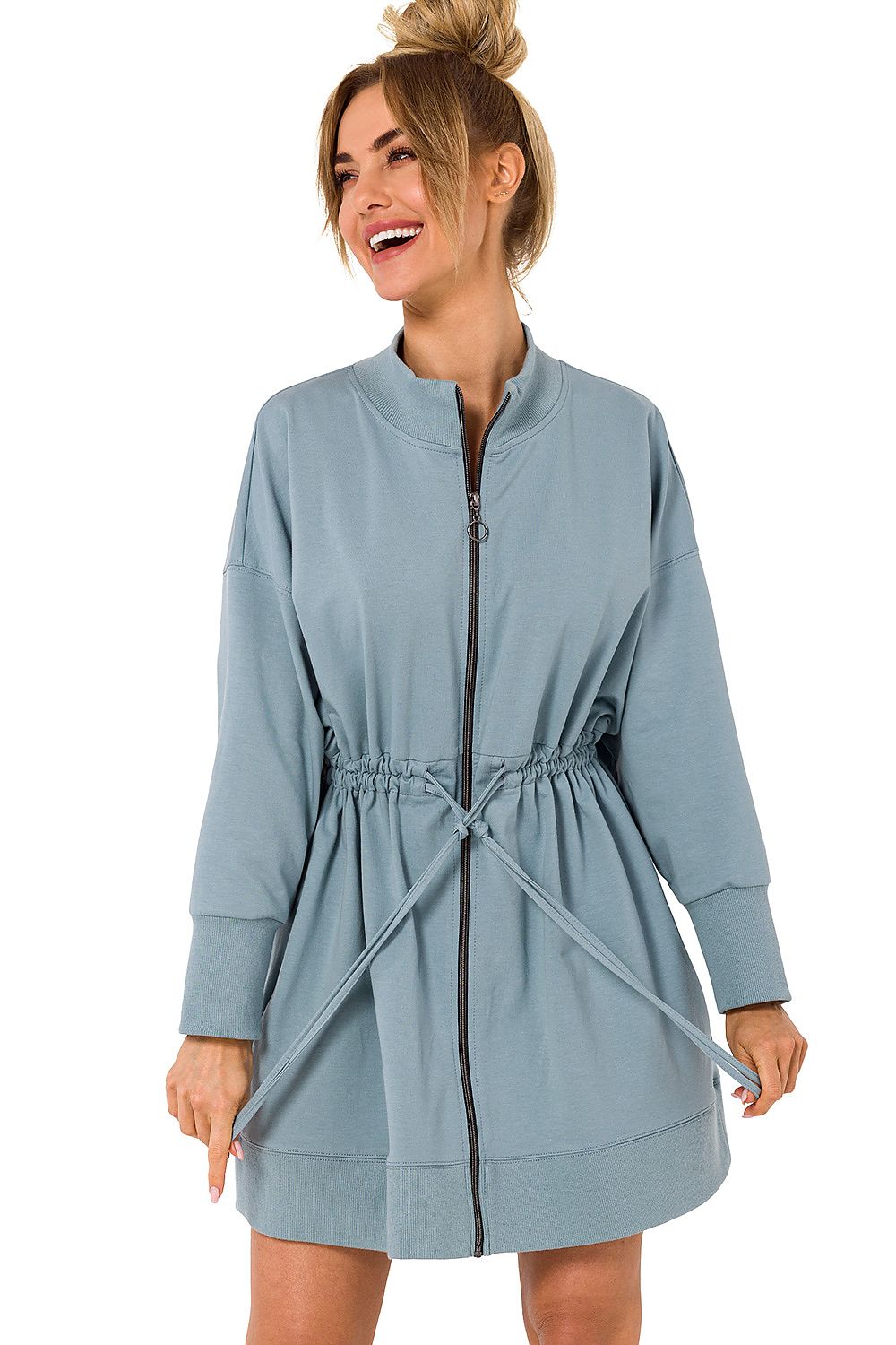 Sweatshirt-kjole / Dagkjole - Moe til dame fra MS StyleHaven, laget av Bomull, farge beige, størrelse S/M, med long ermer, perfekt til dress